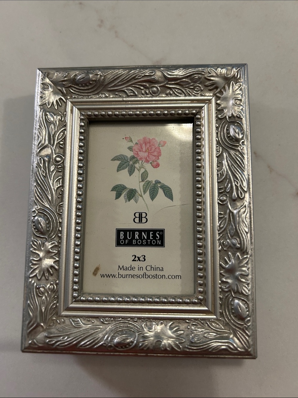 Burnes Of Boston Silver Ornate Floral Embossed Picture Frame